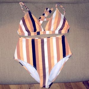 Cupshe Symmetrical Nude Colored High-waisted Swim